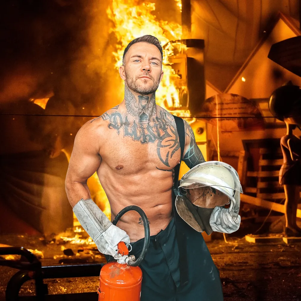 Stripper Calvin als Feuerwehrmann in Prag